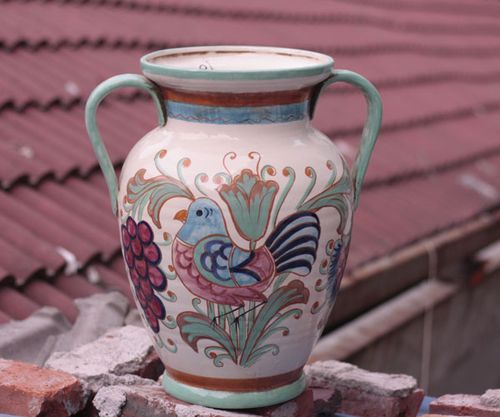 【厂家直销】陶瓷工艺品 创意礼品 美克美家釉下彩陶瓷花瓶